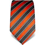 Vincenzo Boretti Herren Krawatte reine Seide gestreift edel Männer-Design zum Hemd mit Anzug für Business Hochzeit 8 cm schmal/breit orange