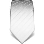 Vincenzo Boretti Herren Krawatte reine Seide Ton in Ton gestreift edel Männer-Design zum Hemd mit Anzug für Business Hochzeit 8 cm schmal/breit weiß