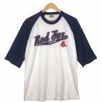 Vintage 00Er Boston Red Sox Major League Baseball Mlb Raglan 3 Quaters T-Shirt/Weiß Blau Groß Avs4