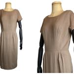 Taupefarbene Vintage Kurzärmelige Partykleider für Damen Größe S für den für den Winter 