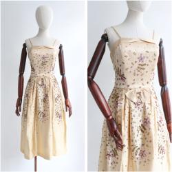 Vintage 1950Er Satin Pailletten Verschönert Kleid Uk 8 Us 4 Mode Fünfziger 50Er Jahre Satinkleid