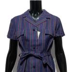 Dunkelblaue Vintage Blusenkleider & Hemdkleider aus Wolle für Damen 