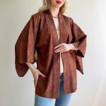Zimtfarbene Vintage Kimono-Jacken für Damen 