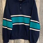 Marineblaue Gestreifte Vintage Herrenpoloshirts & Herrenpolohemden Größe XL 