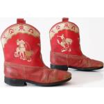 Rote Vintage Runde Kindercowboystiefel & Kinderwesternstiefel aus Leder mit Absatzhöhe 7cm bis 9cm 