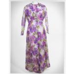 Lavendelfarbene Blumenmuster Vintage Maxi Sommerkleider aus Satin für Damen Größe S für den für den Sommer 