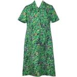 Hellgrüne Blumenmuster Vintage Kurzärmelige Midi Shiftkleider aus Polyester für Damen Größe M 