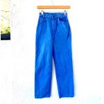 Hellblaue Unifarbene Vintage Mom-Jeans mit Reißverschluss aus Denim für Damen Größe XS 