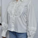 Weiße Vintage Festliche Blusen mit Rüschen für Damen Größe M 