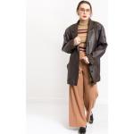 Braune Vintage Übergangsjacken aus Leder gepolstert für Damen Größe 3 XL für den für den Winter 