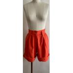 Rote Vintage Baggy-Shorts Faded mit Knopf aus Satin für Damen 