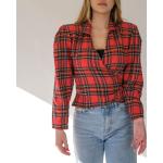 Rote Karo Vintage Karierte Blusen aus Flanell Cropped für Damen 