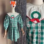 Grüne Vintage Druckkleider & bedruckte Kinderkleider mit Ornament-Motiv aus Baumwolle für Mädchen 