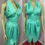 Pistaziengrüne Vintage Damenkleider mit Knopf aus Nylon Größe M 