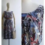 Taupefarbene Vintage Damenkleider aus Baumwolle Größe XXL 