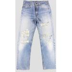 Graue Vintage Ripped Jeans & Zerrissene Jeans mit Knopf aus Baumwolle für Herren 
