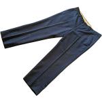 Marineblaue Vintage Nadelstreifenhosen mit Reißverschluss aus Viskose für Herren 