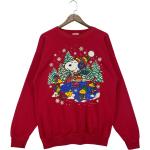 Vintage 90Er Jahre Peanuts Snoopy Sweatshirt Rundhalsausschnitt Made in Usa Weihnachten Roter Pullover Gr. Xl