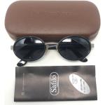 Schwarze Ovale Retro Sonnenbrillen aus Kunststoff für Damen 