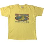 Gelbe Vintage U-Boot-Ausschnitt T-Shirts mit Flugzeug-Motiv aus Baumwolle für Herren Größe XL 