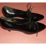Schwarze Vintage Mary Jane Pumps aus Leder mit Absatzhöhe 5cm bis 7cm 