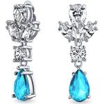Blaue Vintage Bling Jewelry Ohrclips versilbert aus Metall mit Zirkon für Damen für Brautjungfern 