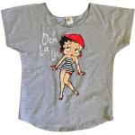 Graue Vintage Kurzärmelige Betty Boop U-Ausschnitt T-Shirts aus Baumwolle für Damen Größe L 