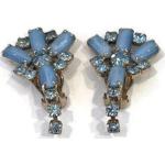 Hellblaue Vintage Strass Ohrringe mit Strass für die Braut 