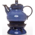 Blaue Vintage Runde Teekannen aus Keramik 