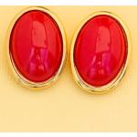 Rote Vintage Ovale Ohrclips 