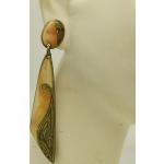 Cremefarbene Vintage Ohrhänger aus Emaille 