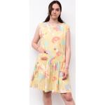 Pastellgelbe Vintage Ärmellose Freizeitkleider aus Baumwolle für Damen Größe XL 