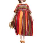 Dunkelblaue Vintage Halblangärmelige Sommerkleider aus Leinen für Damen Einheitsgröße Große Größen für den für den Sommer 
