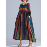 Bunte Vintage Halblangärmelige Sommerkleider aus Leinen für Damen Einheitsgröße Große Größen für den für den Sommer 