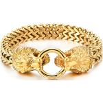 Goldene Vintage COOLSTEELANDBEYOND Königsarmbänder & Königsketten Armbänder mit Löwen-Motiv poliert aus Gold für Herren 