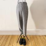 Hahnentritt Vintage Steghosen mit Reißverschluss aus Seide für Damen für den für den Herbst 