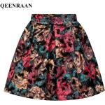 Blumenmuster Vintage Mini High Waist Röcke & Taillenröcke aus Wolle Handwäsche für Damen Größe XL 