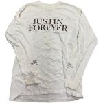 Weiße Vintage Langärmelige Justin Bieber T-Shirts für Herren Größe S 