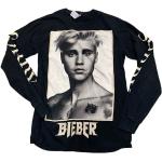 Schwarze Y2K Langärmelige Justin Bieber T-Shirts für Herren Größe S 