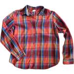 Rote Karo Vintage Karierte Blusen mit Knopf aus Baumwolle für Damen 