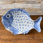 Mintgrüne Vintage Fischplatten mit Tiermotiv aus Keramik 