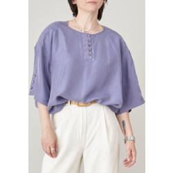 Vintage Lila Seide Kurzarm Sommer Bluse Für Frauen Größe Xxl | Seiden T Shirt Ftv1364