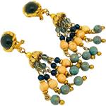 Goldene Vintage Ohrclips aus Glas mit Echte Perle 