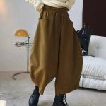 Schwarze Vintage Freizeithosen aus Wolle für Damen Einheitsgröße für den für den Herbst 
