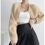 Anthrazitfarbene Vintage Mini Damencardigans Einheitsgröße für den für den Herbst 