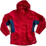 Rote Vintage Kapuzenmäntel mit Reißverschluss mit Kapuze für Damen 