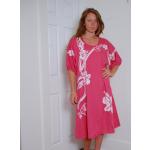 Rosa Blumenmuster Vintage Midi Damenhauskleider aus Baumwollmischung Größe M für den für den Sommer 