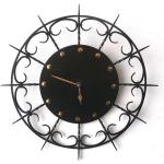 Vintage Mid Century Starburst Wall Clock, Golden Sunburst Mcm Brass & Black - Wanduhr Iconic