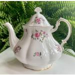Rosa Blumenmuster Vintage Teekannen aus Porzellan 