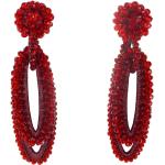 Rubinrote Vintage Perlenohrringe aus Kristall mit Echte Perle handgemacht 